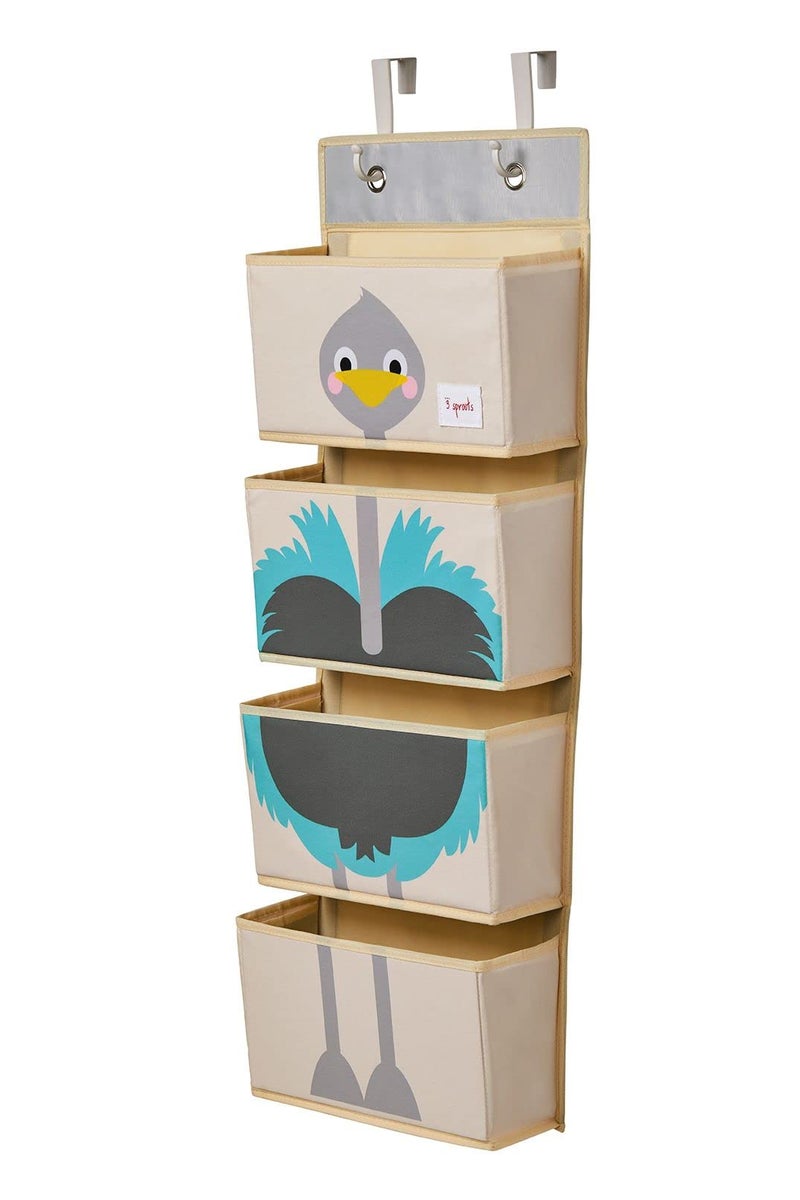 3 Sprouts Over The Door Baby Organizer - Essential Newborn Nursery Storage, Toy Organizer for Room and Closet - Bedroom Storage - Hooks Included, Ostrich - Image 2